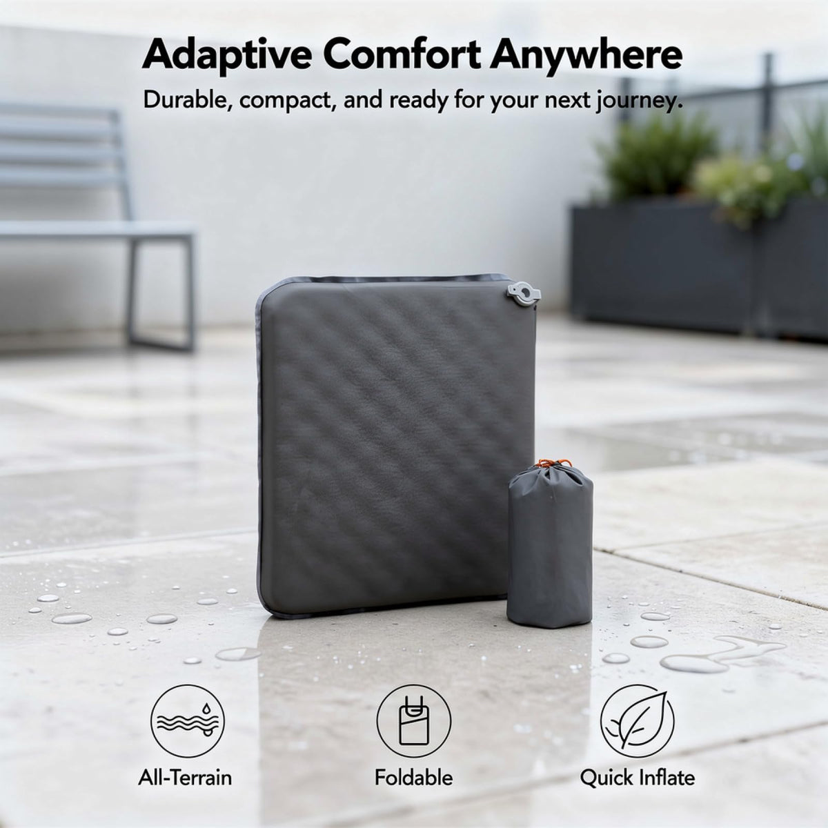 2 Pcs Inflatable Seat Cushion, 16.9 x 13 in Nylon TPU K927350