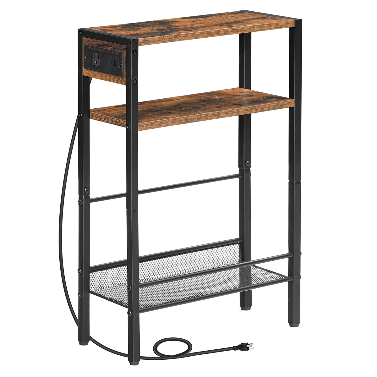 Small Narrow Side Table with Charging Station and Storage Shelf O598252