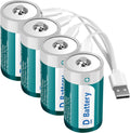 D Size Rechargeable Lithium Batteries with USB-C Charging Cable I7594