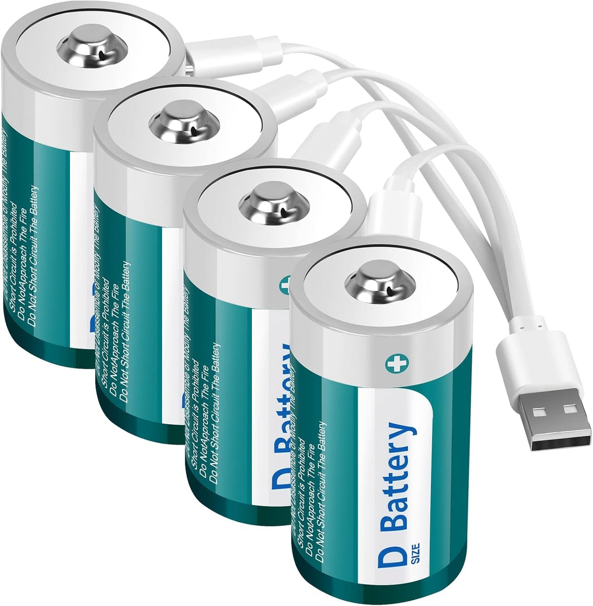 D Size Rechargeable Lithium Batteries with USB-C Charging Cable I7594