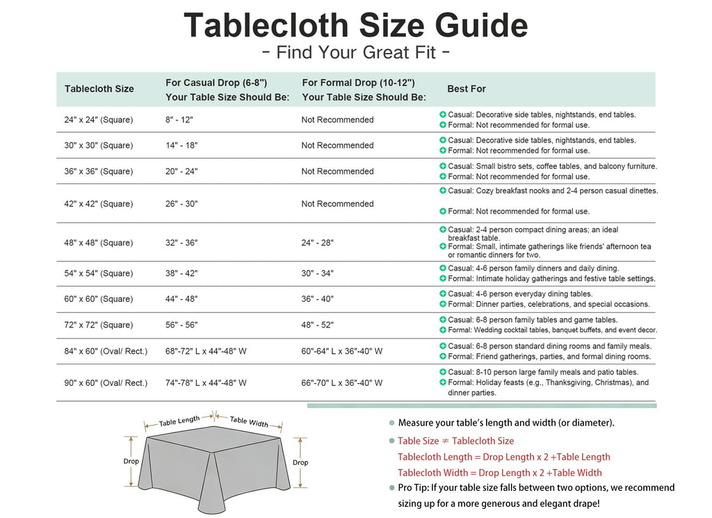 2 Pack 30x30 Inch Washable Tablecloth T378