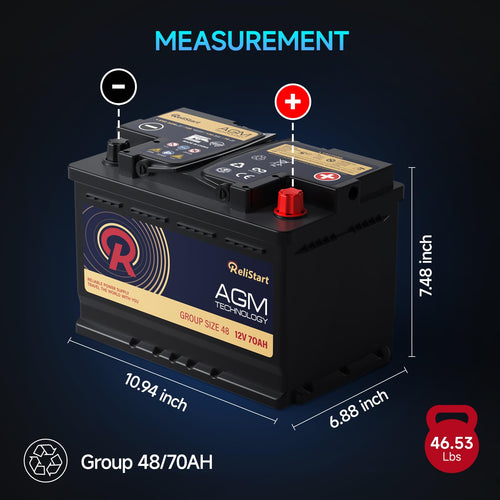 12V 70Ah H6 Group 48 Car Battery I606