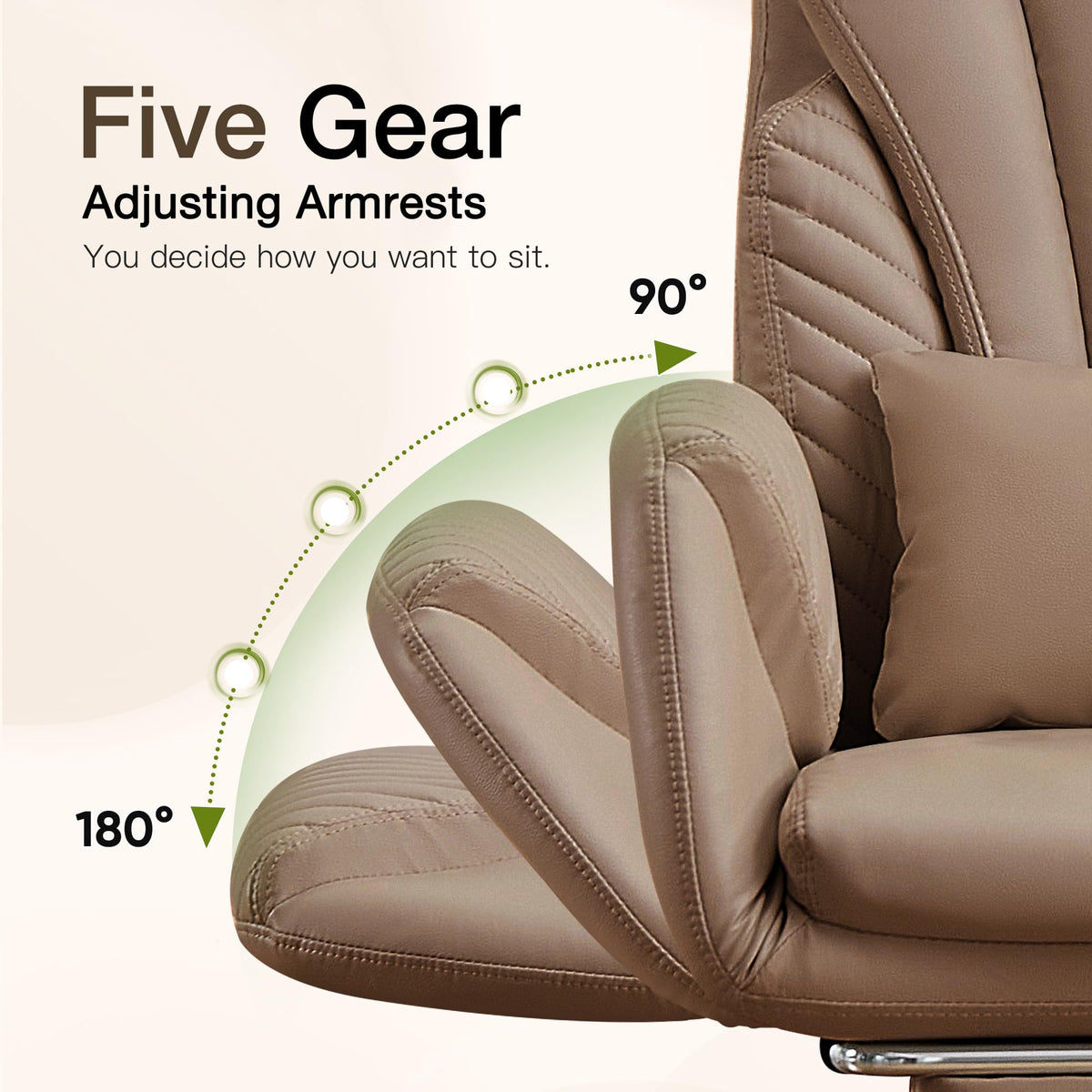Cross Legged Office Chair with Flip Armrest and Footrest Brown N55538