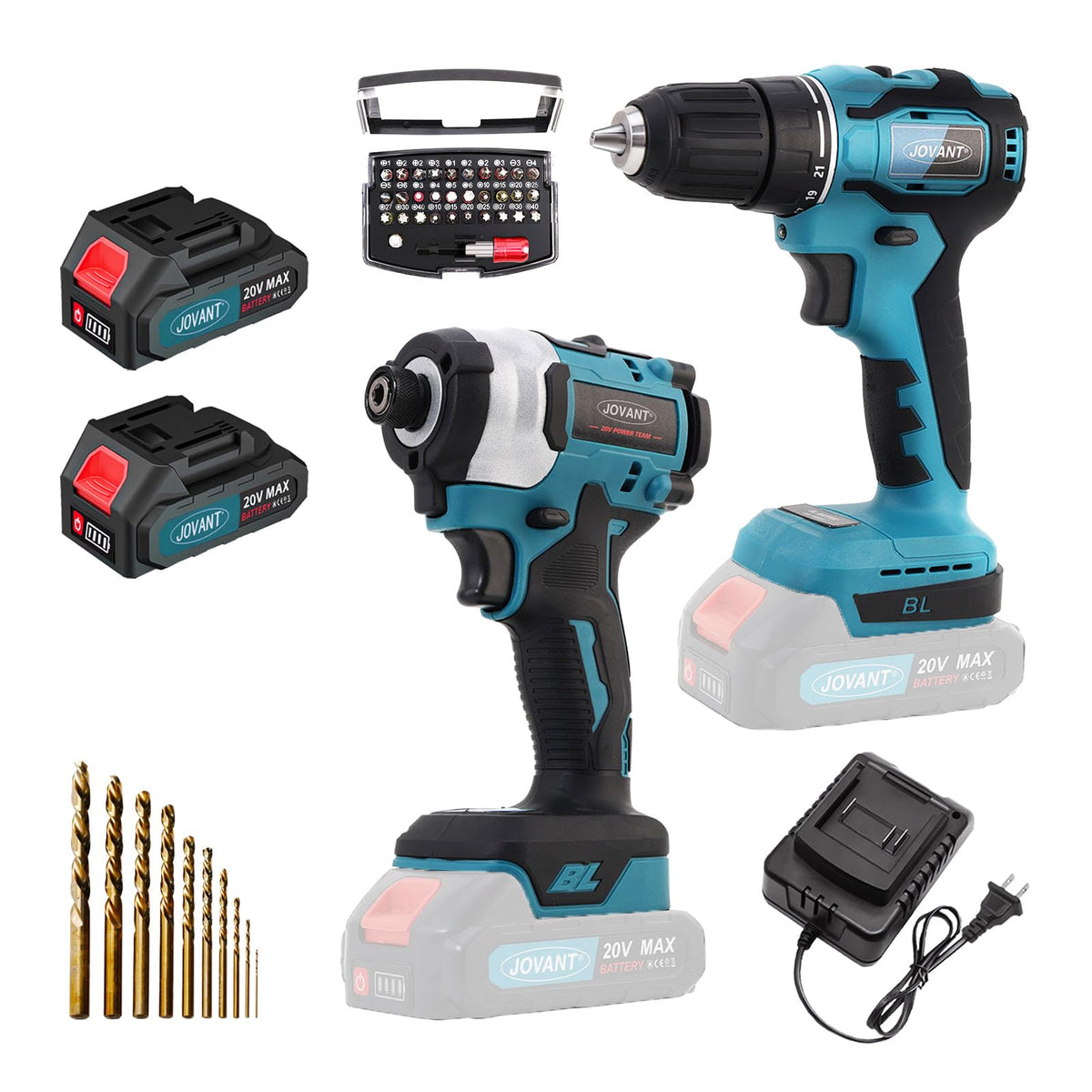 Cordless Drill and Impact Driver Combo Kit with 2 Batteries M500340