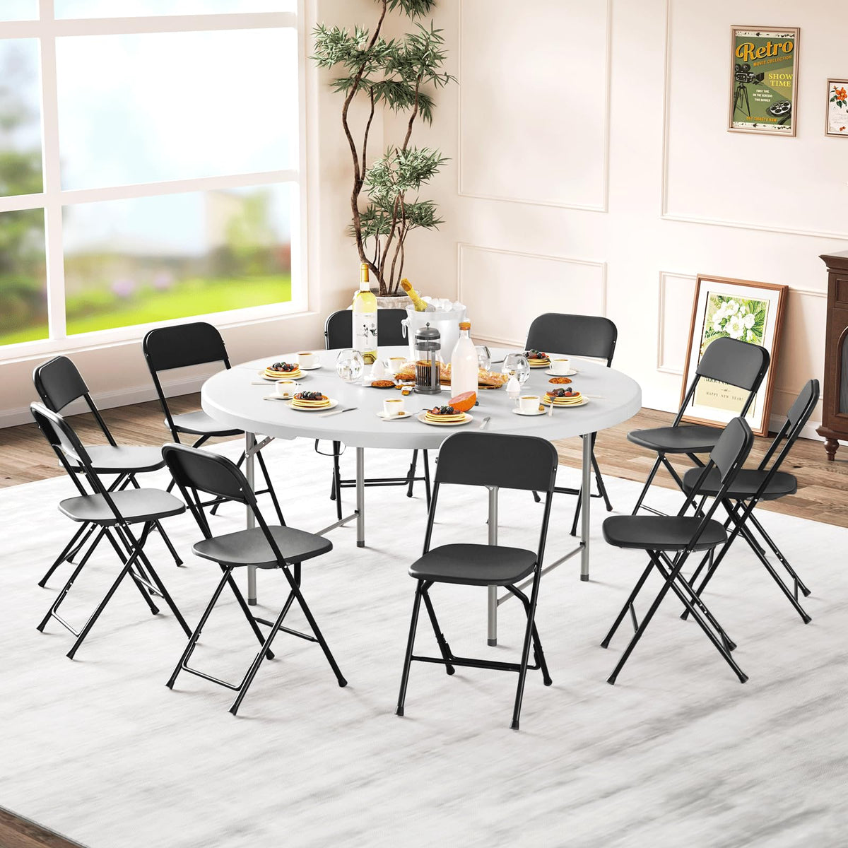 Black Plastic Folding Chairs 10 Pack I49705