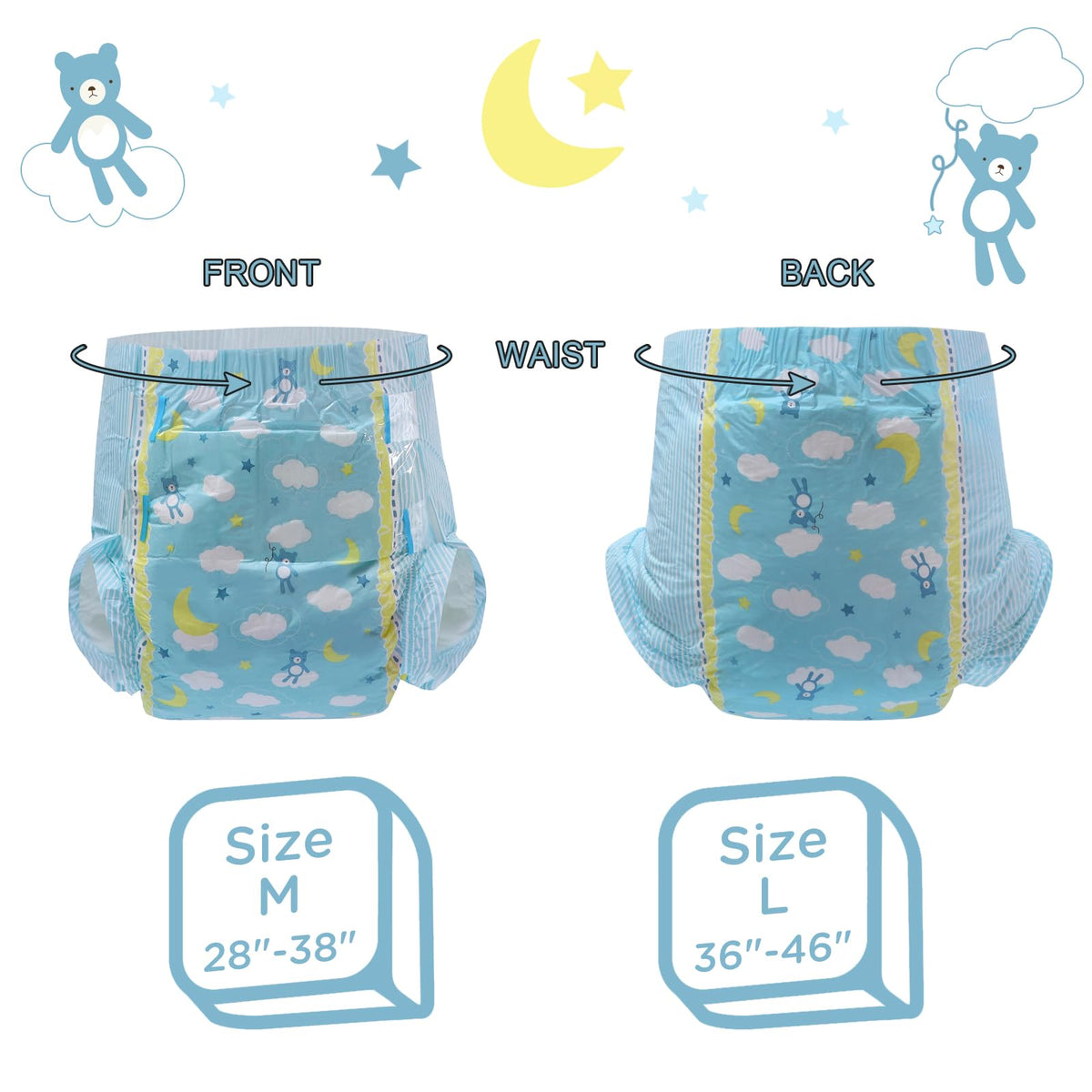 Adult Printed Diaper 10 Pieces Medium J2229