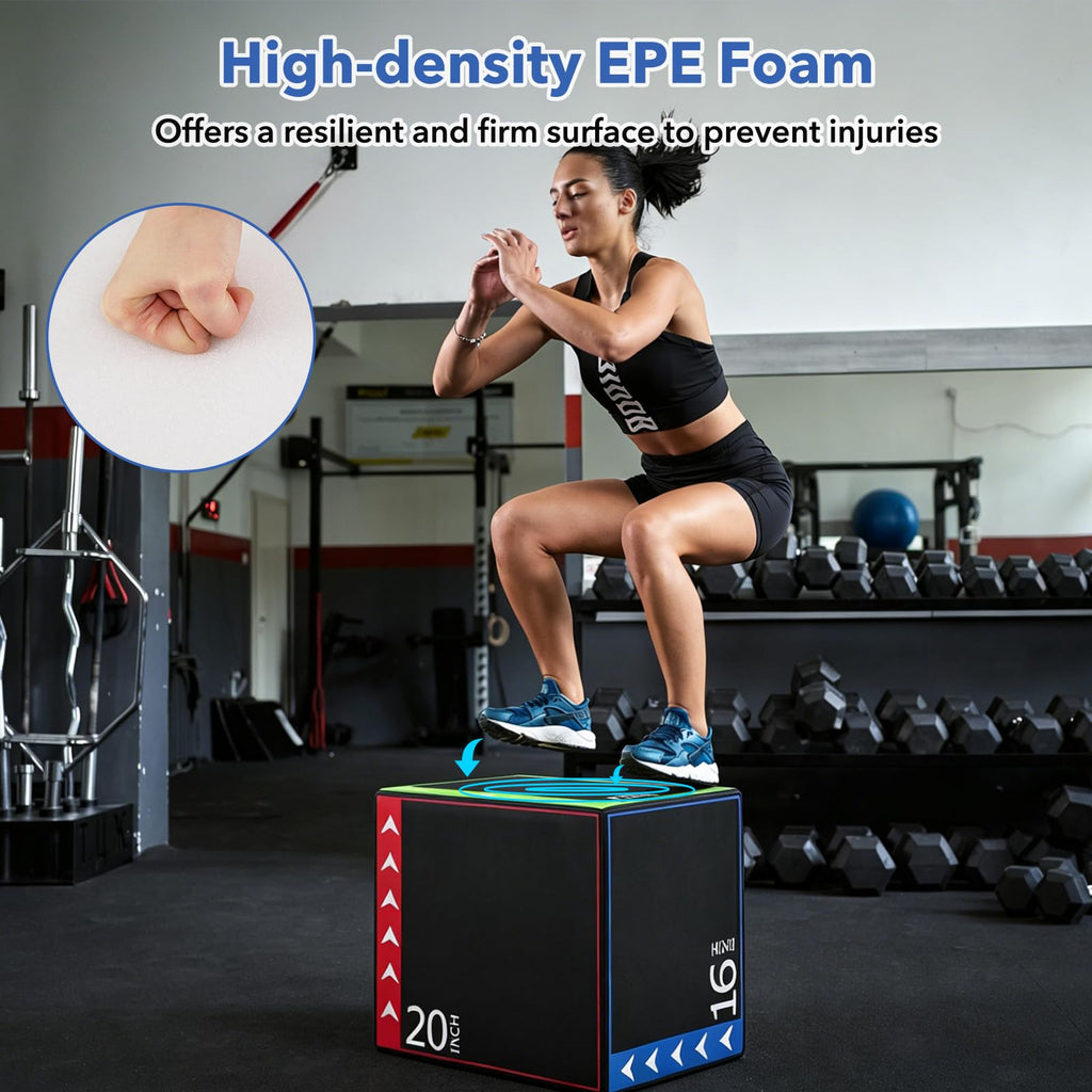 3 in 1 Plyometric Jump Box with Non-Slip PU Cover D45918