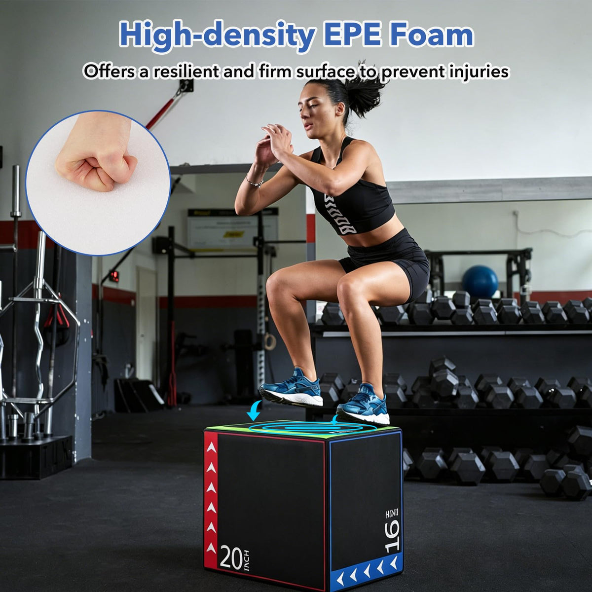 3 in 1 Plyometric Jump Box with Non-Slip PU Cover D45918