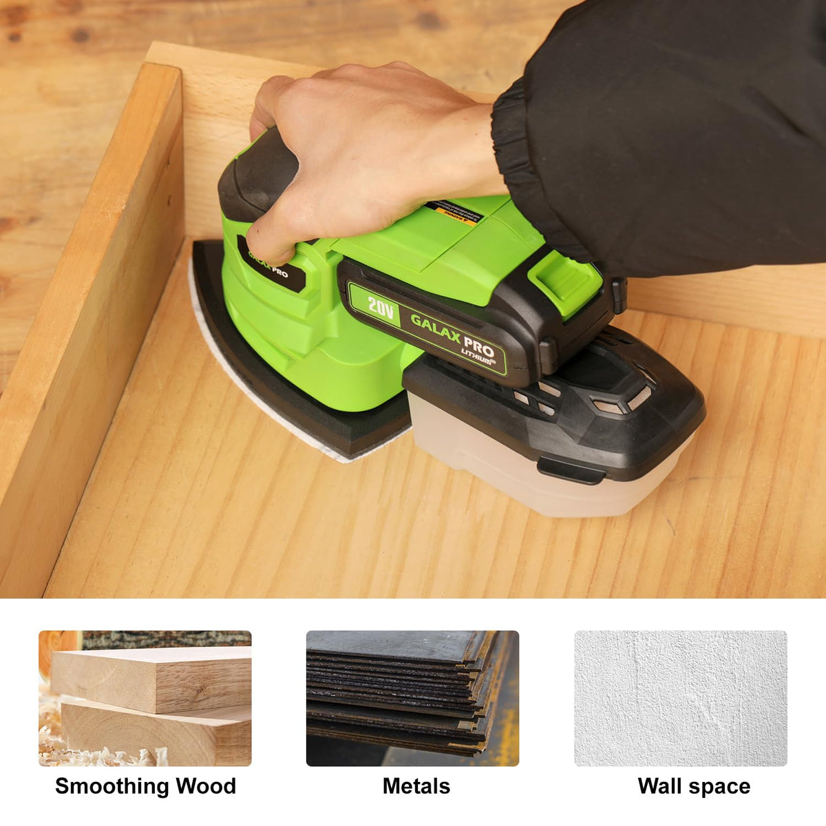Cordless Detail Sander 2.0Ah Battery, 20 Pcs Sandpapers I8641
