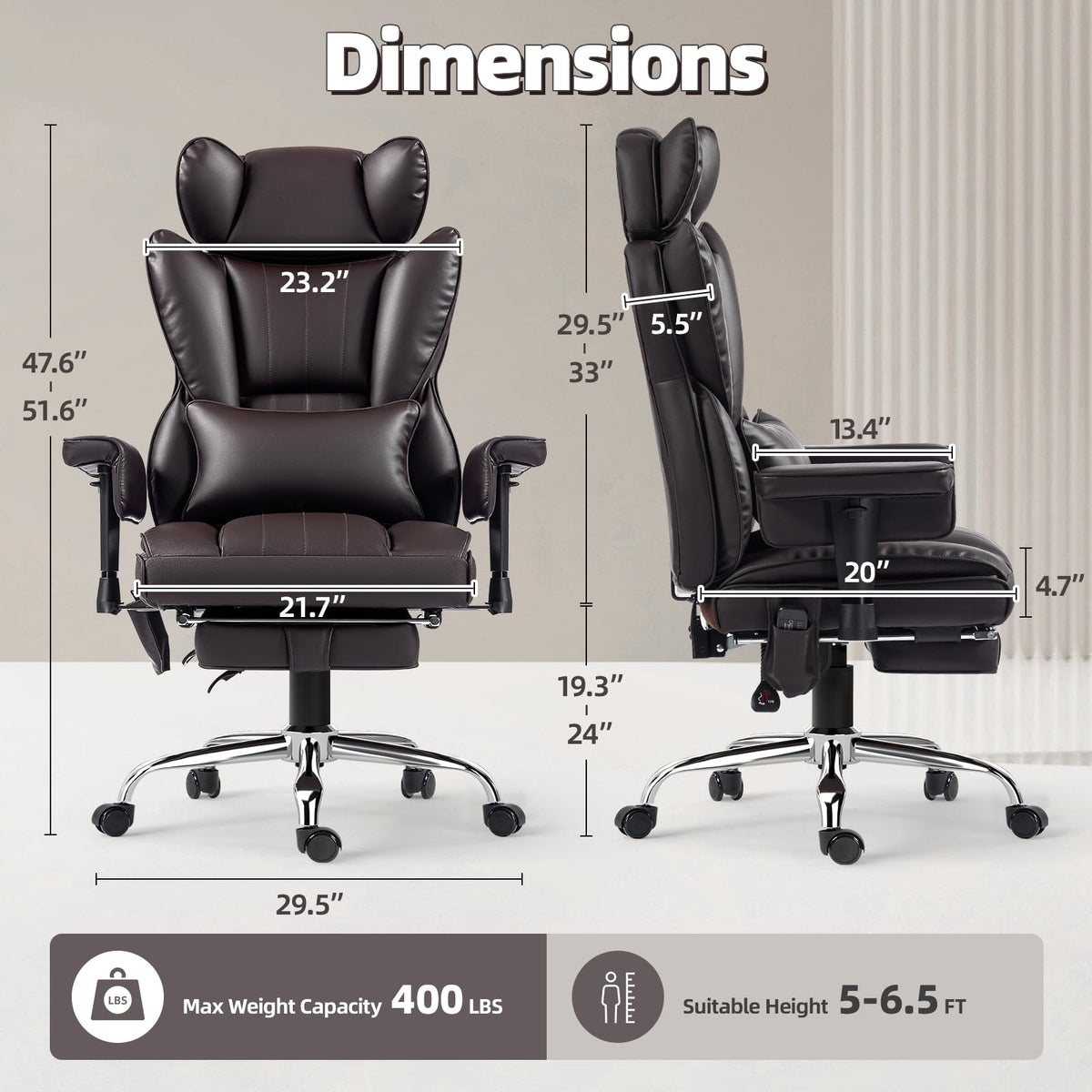 Heated Home Office Chair with Foot Rest E46121