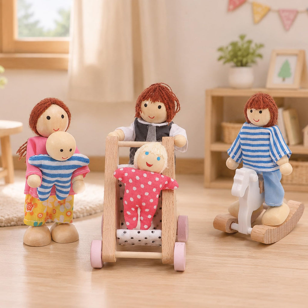 Wooden Dollhouse Family Set Figures E2958