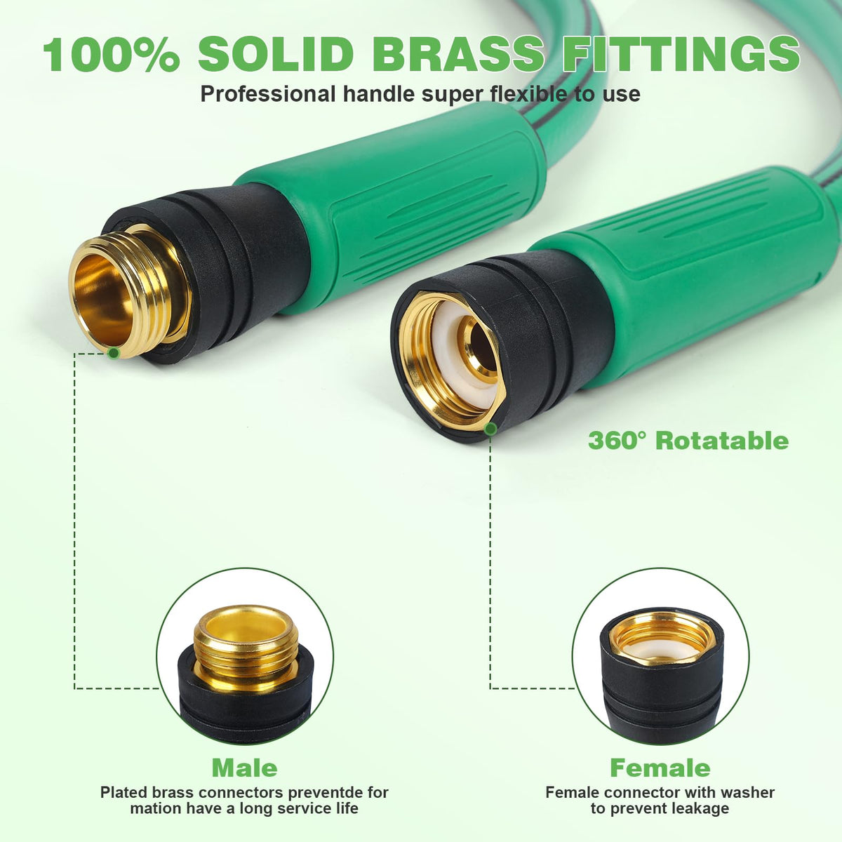 Heavy Duty 5/8 in x 100 FT Hybrid Rubber Garden Hose K4517