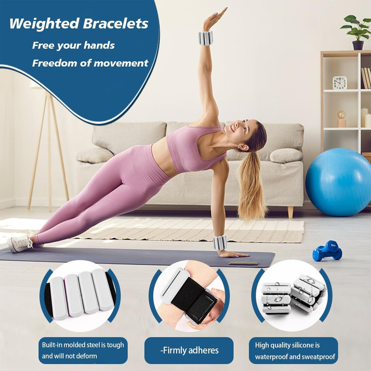 Adjustable Silicone Wrist and Ankle Weights Set of 2 W5251