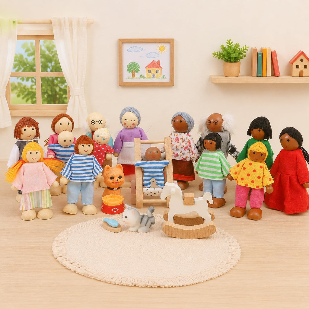 Wooden Dollhouse Family Set Figures E2958