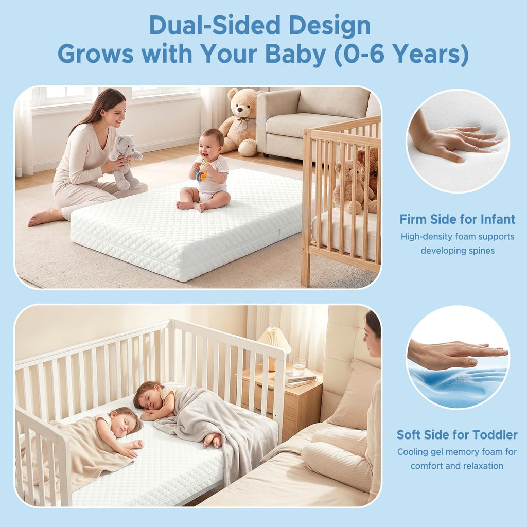 Crib Mattress, Dual Sided Memory Foam Toddler Bed Mattress I85504