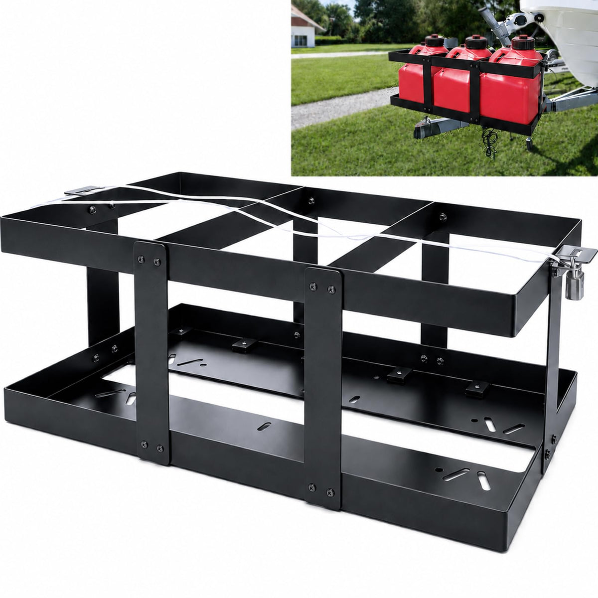 Stainless Steel Gas Can Holder for Three 5 Gallon Fuel Containers M876