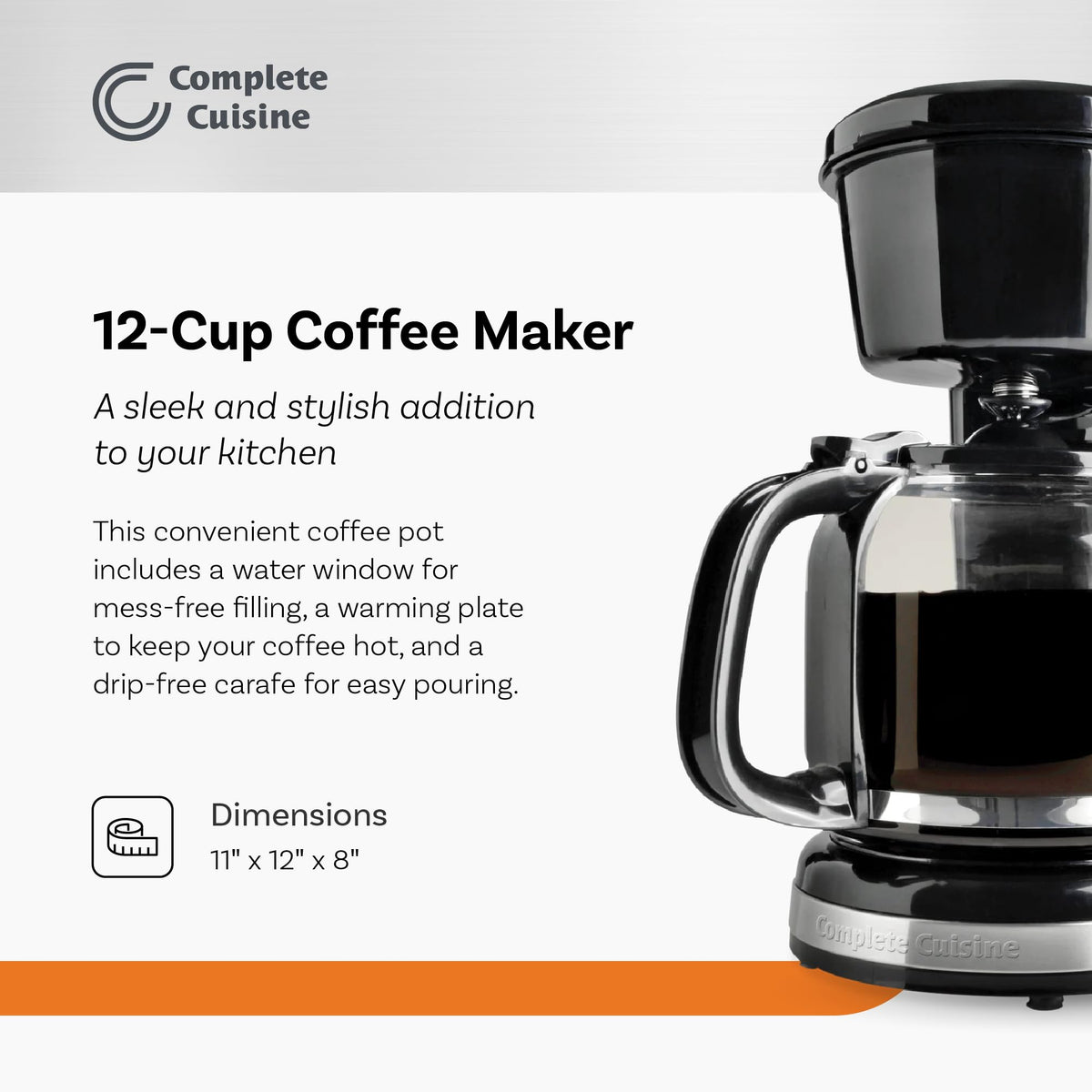 12-Cup Stainless-Steel Coffee Maker with Glass Carafe R70989