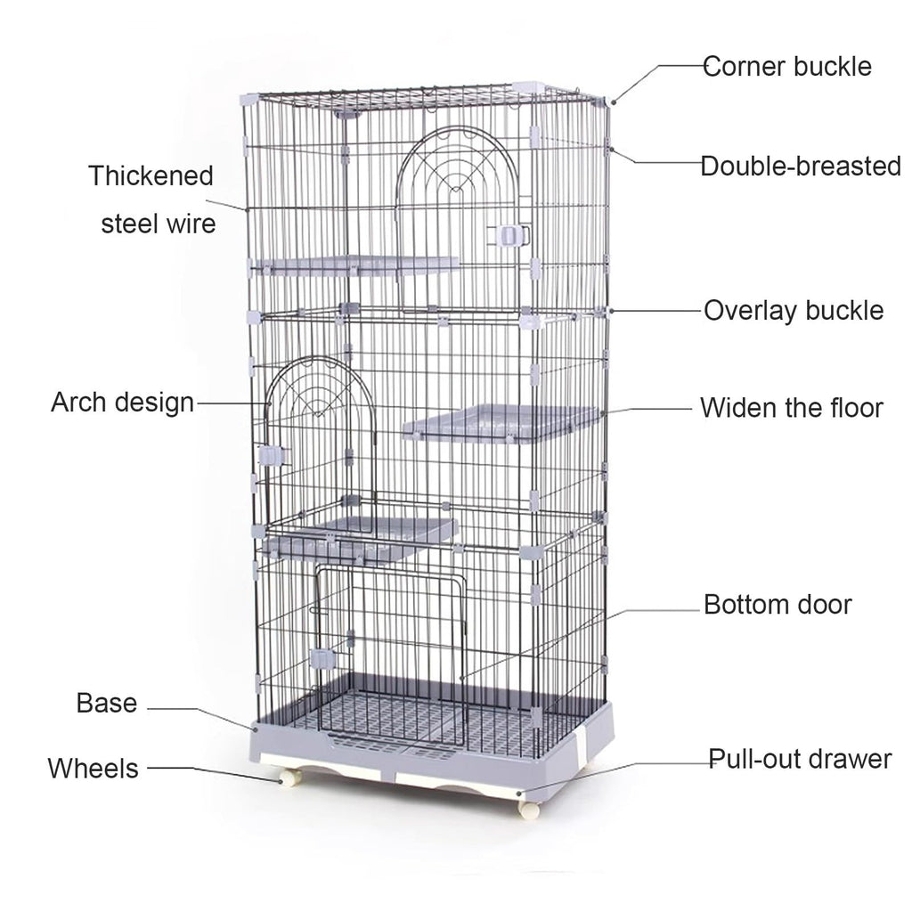 4 Tier Detachable Metal Cat Cage with Hammock M167
