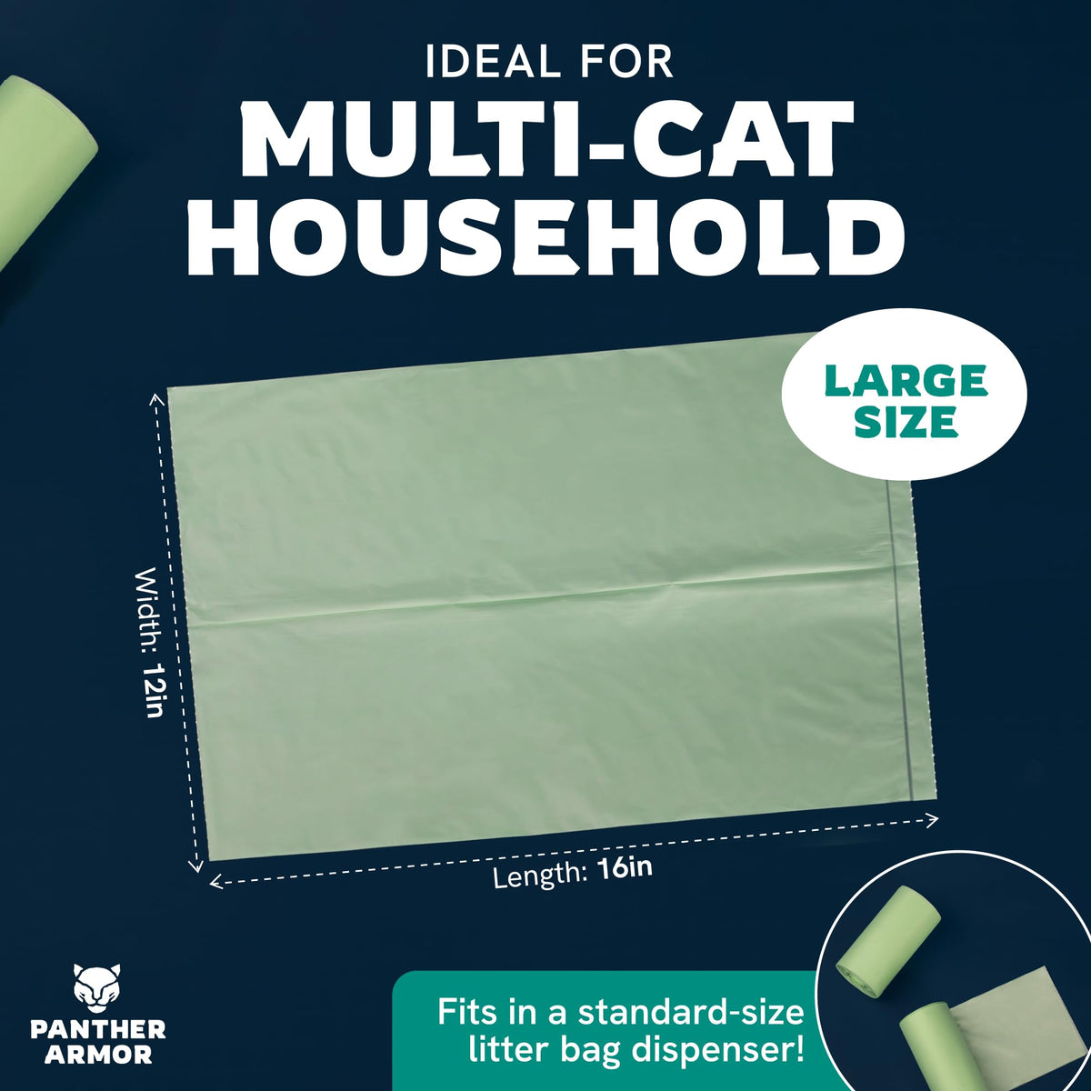 100 Large Compostable Unscented Cat Litter Bags Z8553