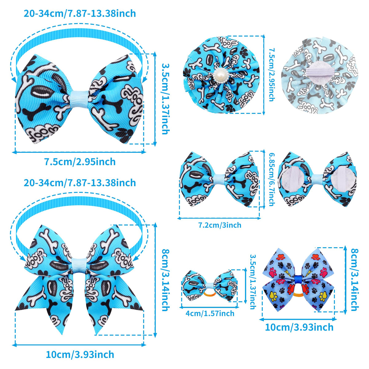 120PCS Dog Bows Collar Flowers and Bowties Grooming Accessories P286103
