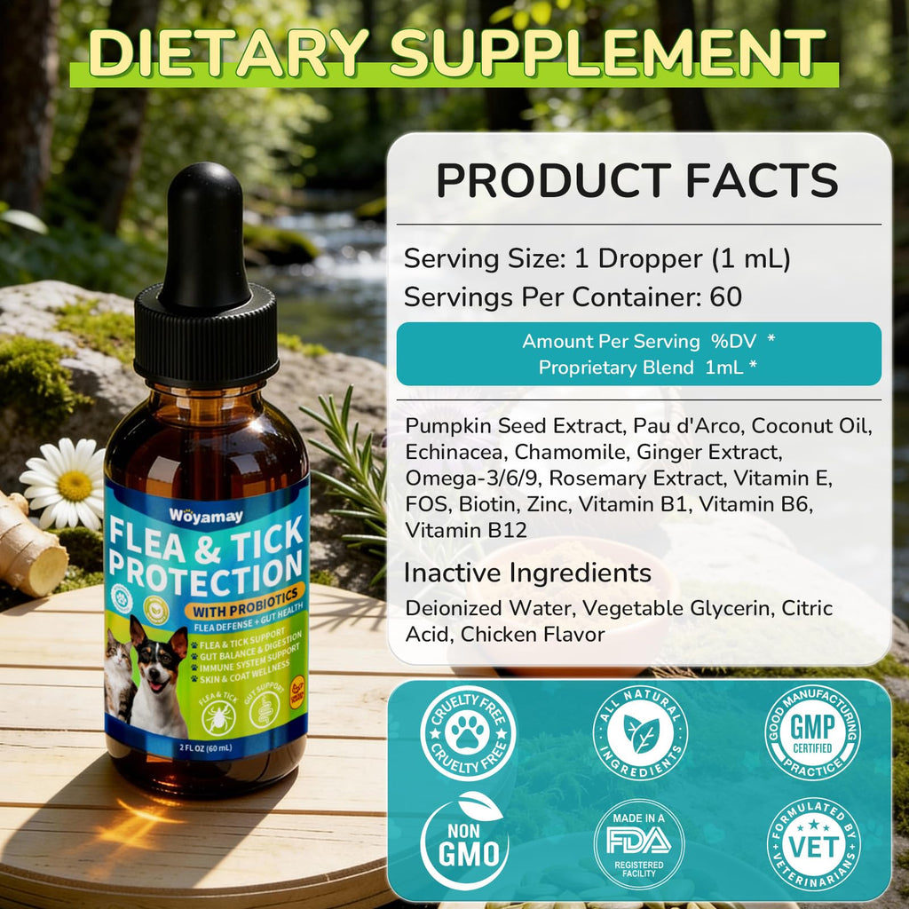 Flea and Tick Prevention Drops with Probiotics T98833