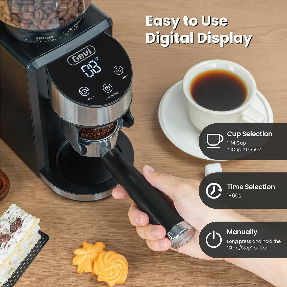 Black Burr Grinder 35 Settings T858