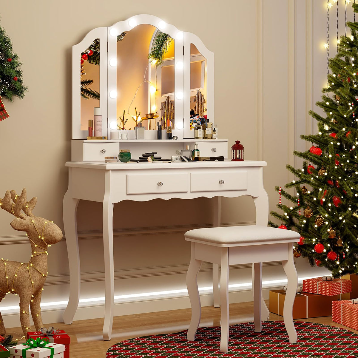 Vanity Desk with Lighted Mirror W811