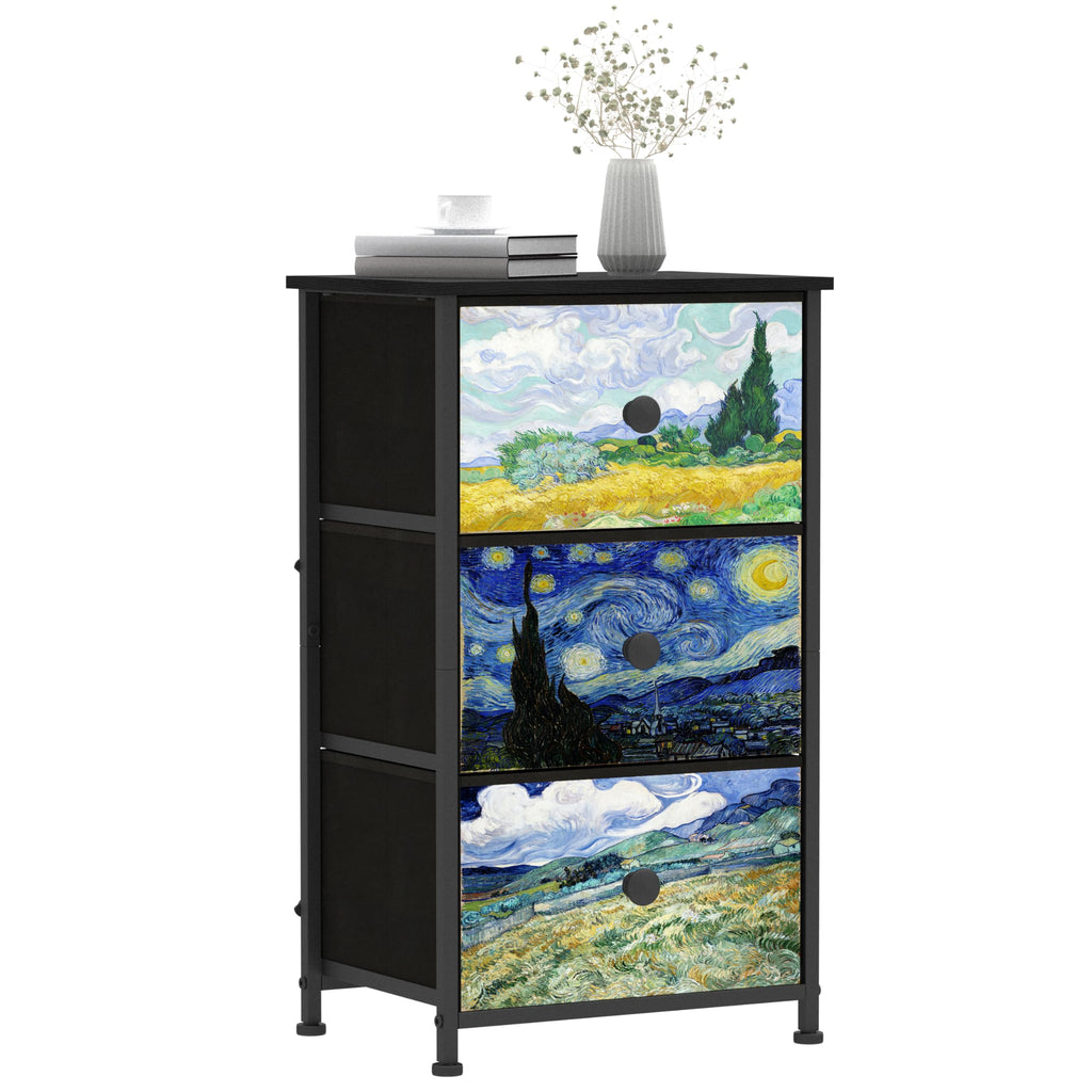3 Drawer Dresser with Steel Frame Wood Top A34804