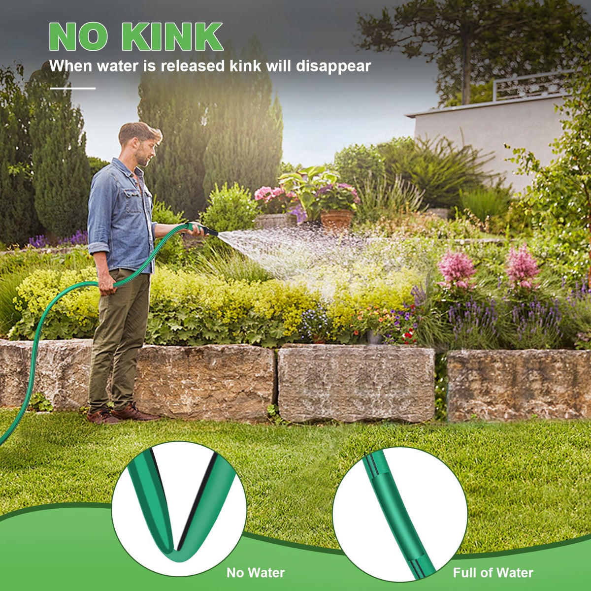 Heavy Duty 5/8 in x 100 FT Hybrid Rubber Garden Hose K4517