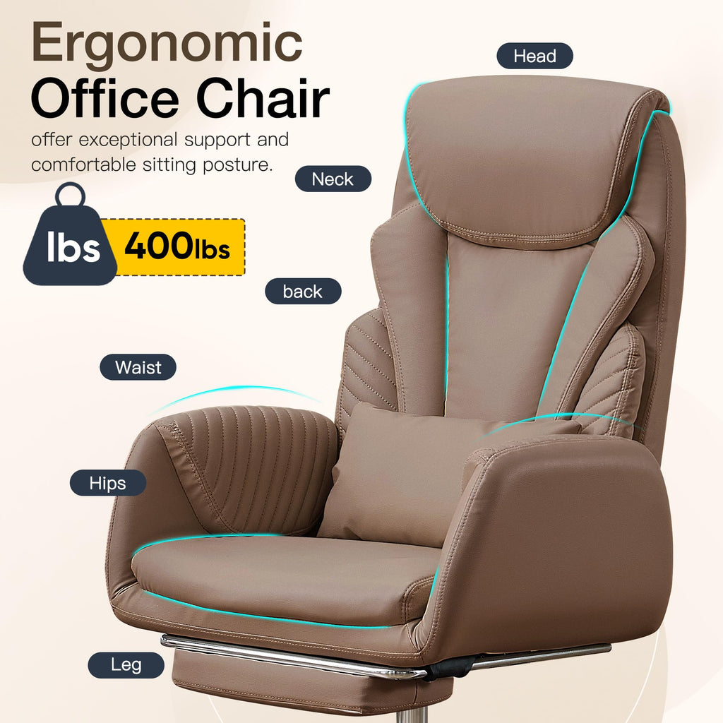 Cross Legged Office Chair with Flip Armrest and Footrest Brown N55538