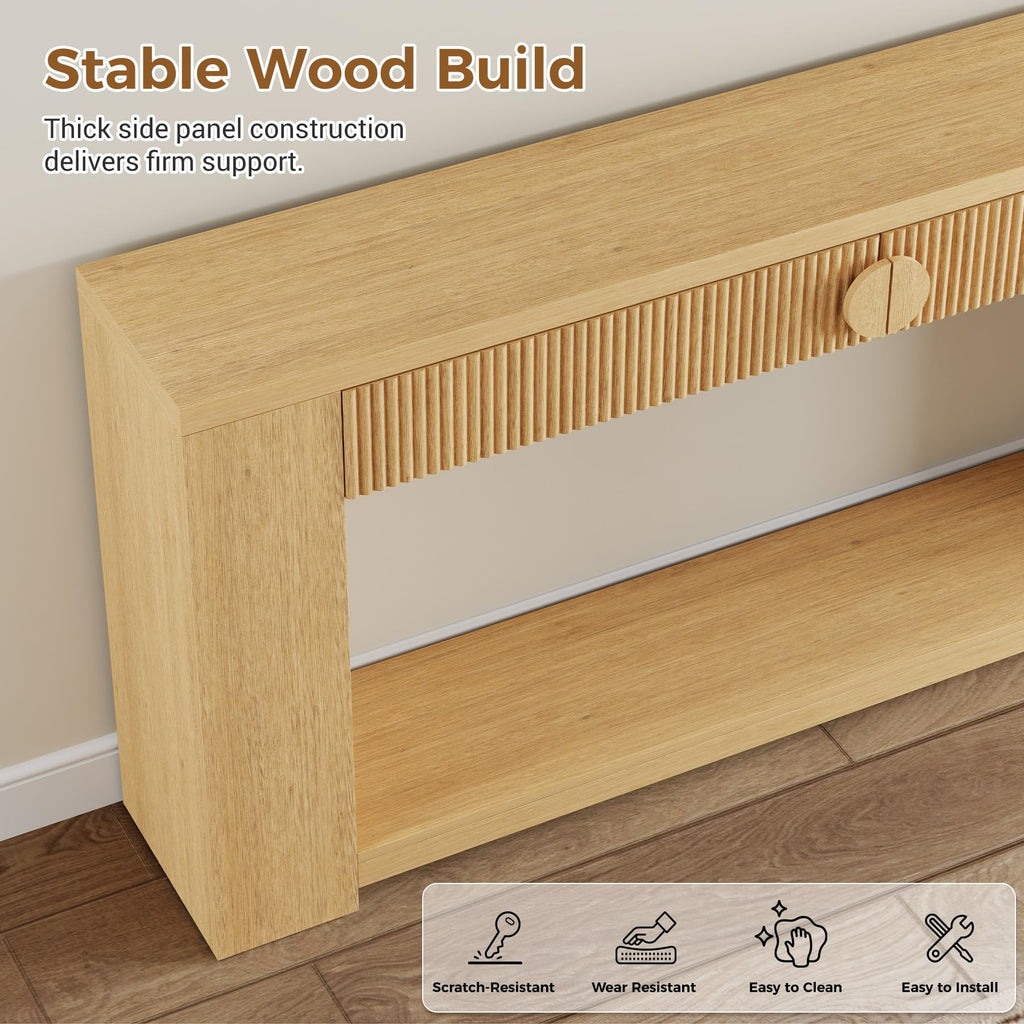 Oak Console Table with Storage Drawers H201145