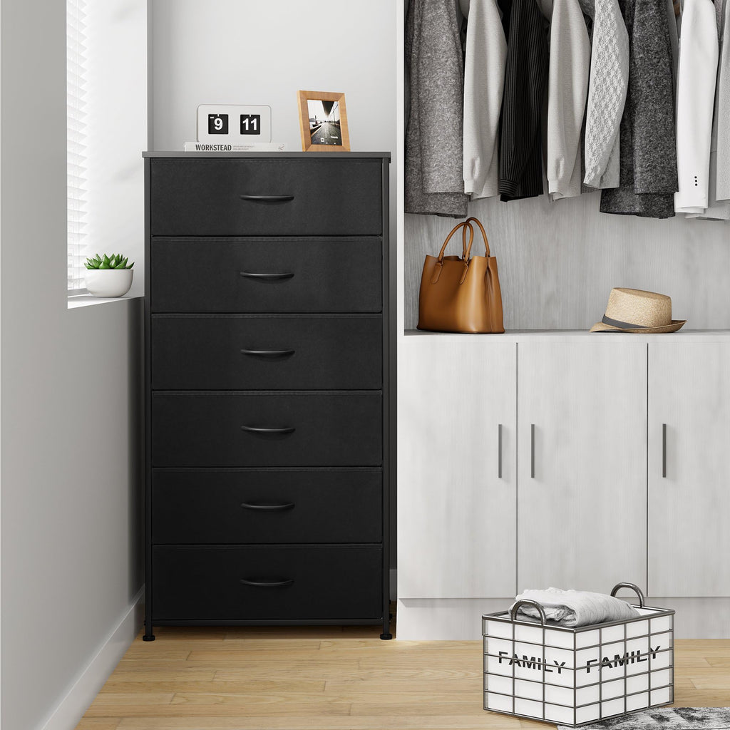 Black 6-Drawer Fabric Dresser Q553694