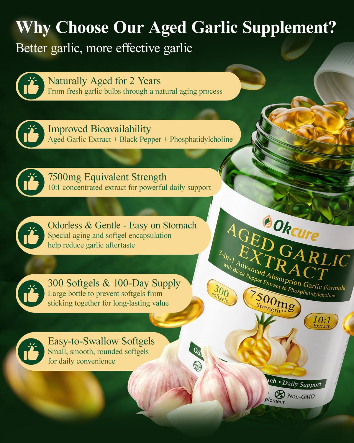 Odorless Garlic Supplement 300 Softgels T235