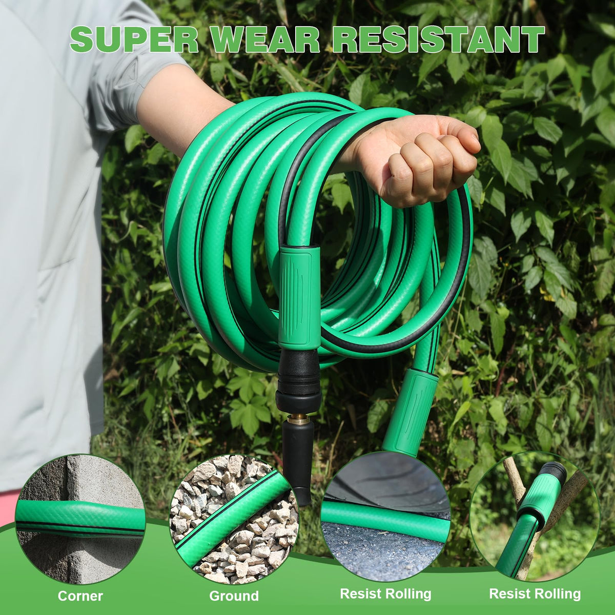 Heavy Duty 5/8 in x 100 FT Hybrid Rubber Garden Hose K4517