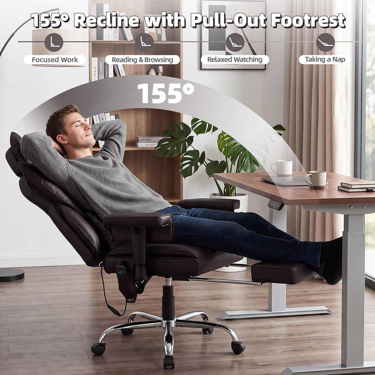 Heated Home Office Chair with Foot Rest E46121