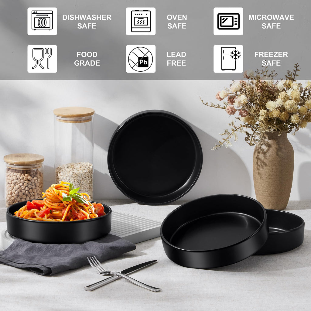 Black 24-Piece Stoneware Dinnerware Set for 8 T562800