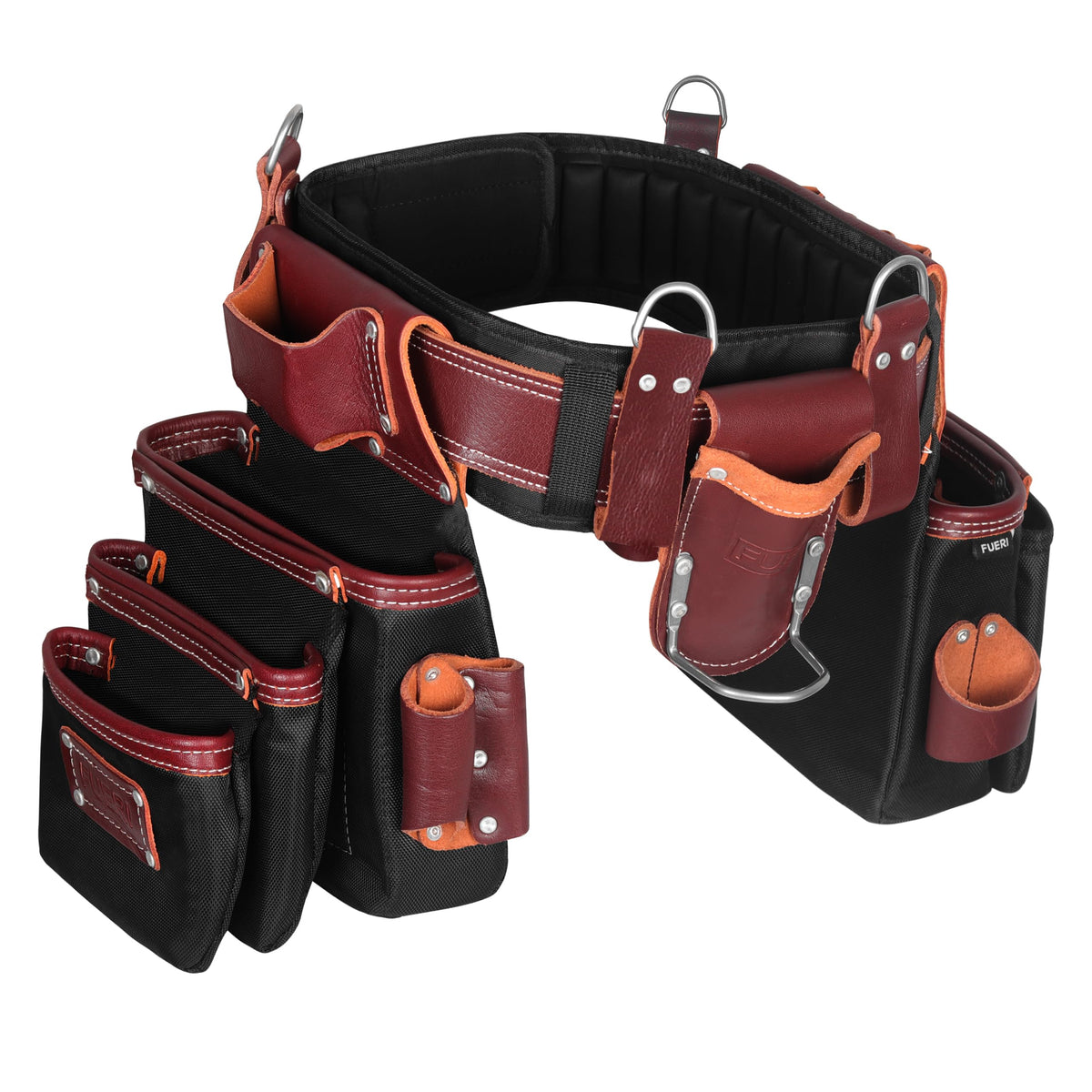 Heavy Duty Leather & 1680D Nylon 26 Pockets Electrician Tool Belt & Bag Combo Q572918