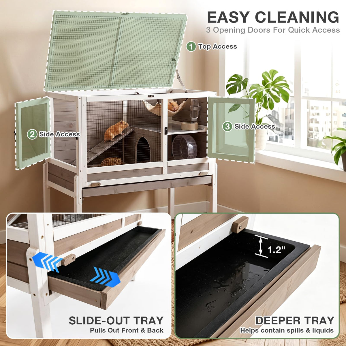 Wooden Two-Story Small Animals Cage with Pull Out Tray N38323