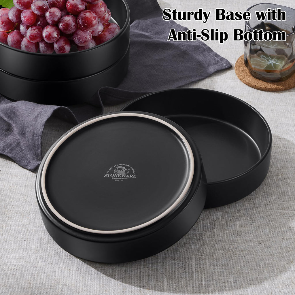 Black 24-Piece Stoneware Dinnerware Set for 8 T562800