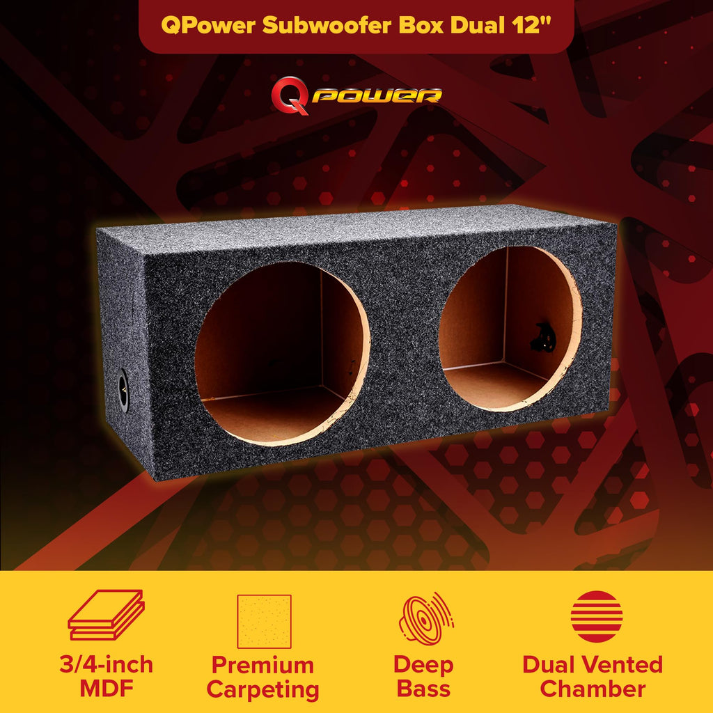 Charcoal Dual 12" Sealed Car Audio Subwoofer Box E272