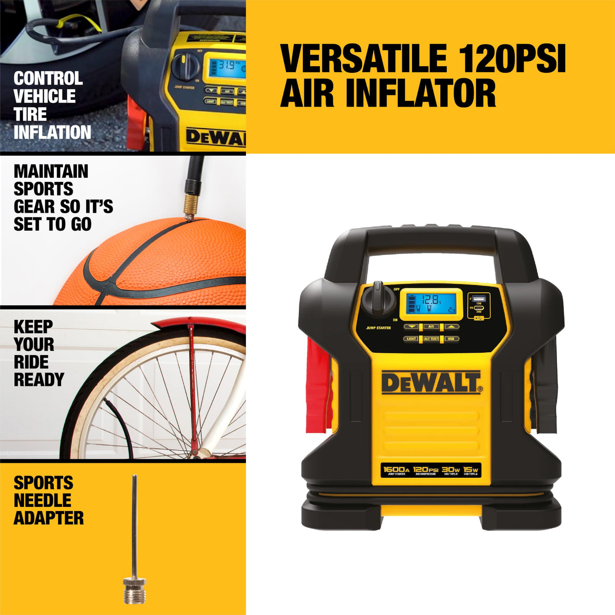 1600 Peak Amp Jump Starter with 120 PSI Air Inflator L5521