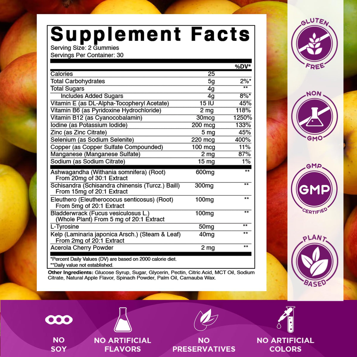 Thyroid Gummies with Iodine & Kelp, 60 Gummies O891