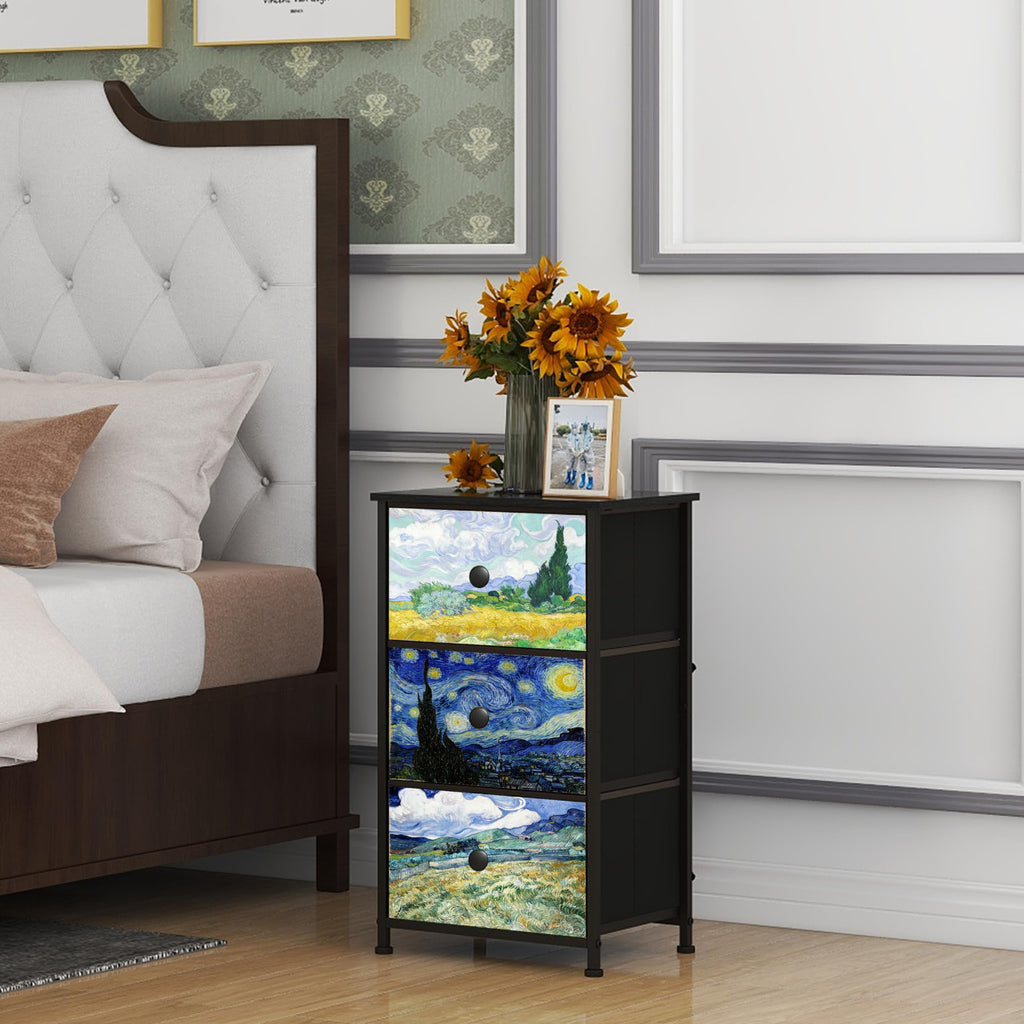 3 Drawer Dresser with Steel Frame Wood Top A34804