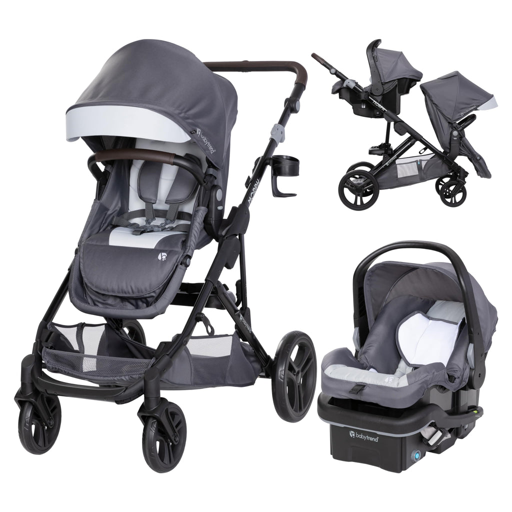 Single to Double Modular Stroller Travel System with Infant Car Seat Q1710
