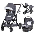 Single to Double Modular Stroller Travel System with Infant Car Seat Q1710