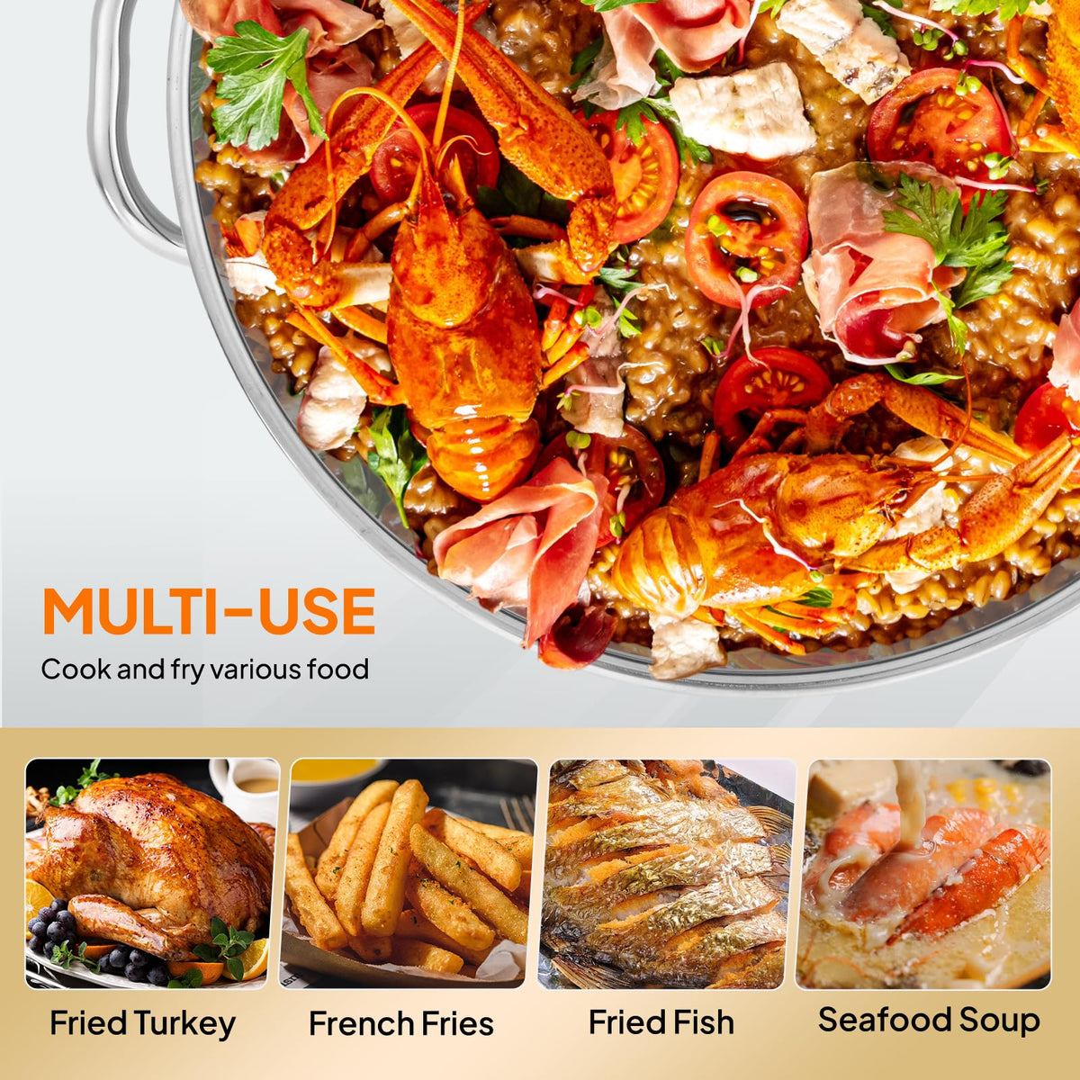 60QT Aluminum Seafood Boil Pot with Basket X12908