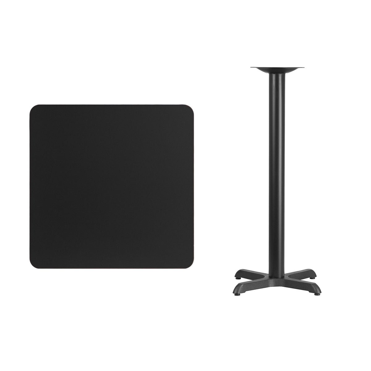 Black Laminate Table Top with Bar Height Table Base T83970