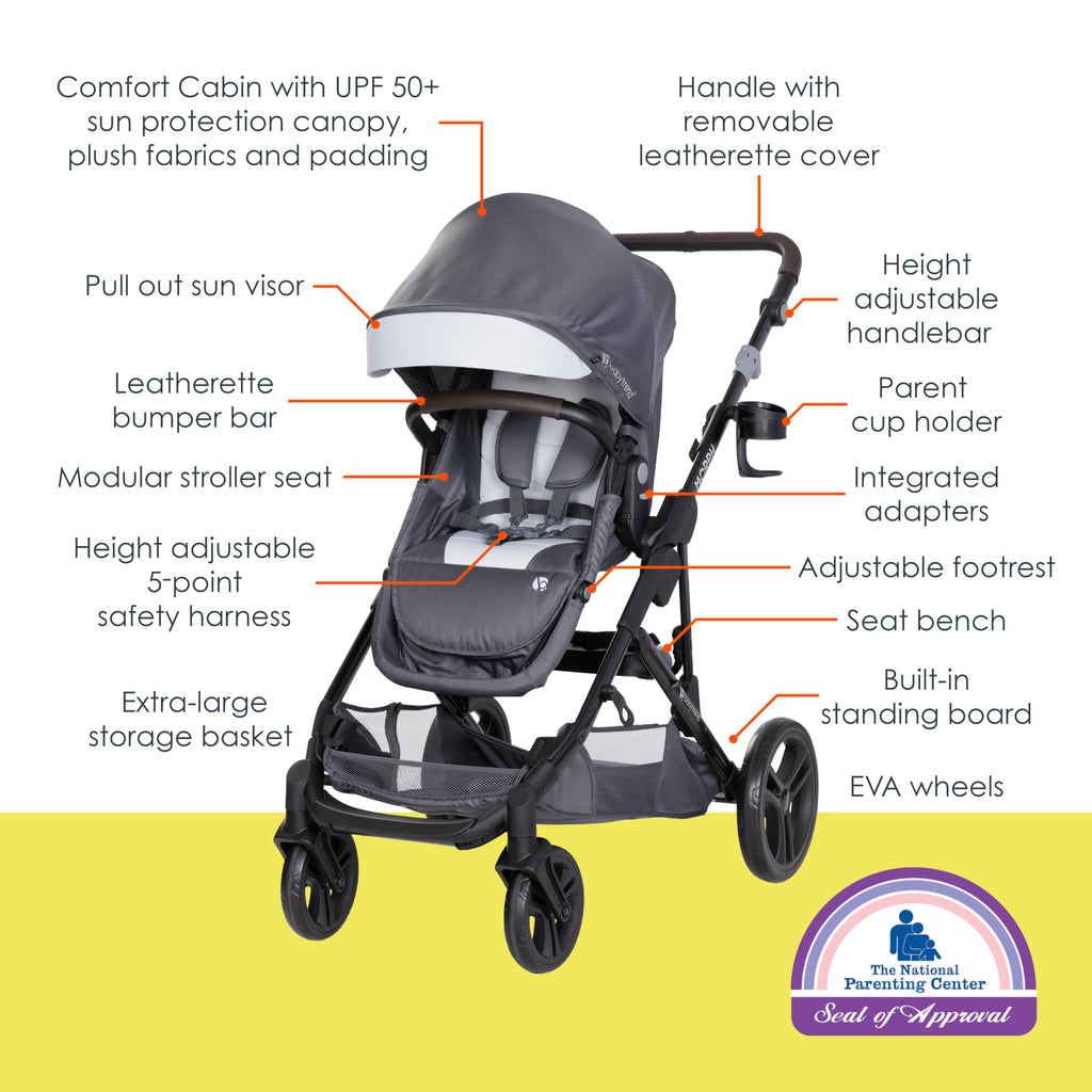 Single to Double Modular Stroller Travel System with Infant Car Seat Q1710
