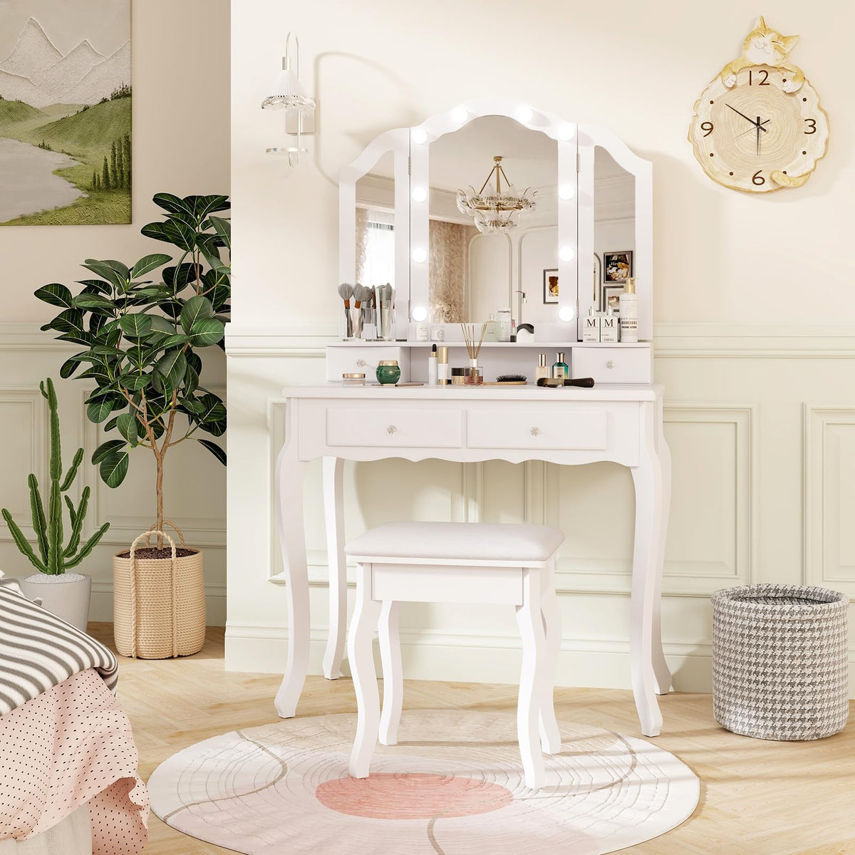 Vanity Desk with Lighted Mirror W811