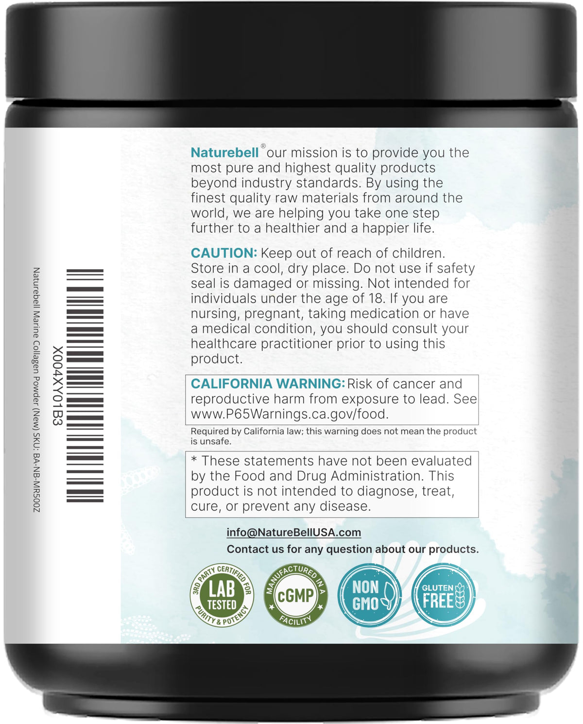Marine Collagen Powder, 500g Hydrolyzed Type I & III Peptides, Unflavored Q1569